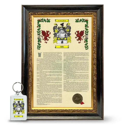 Cliffe Framed Armorial History and Keychain - Heirloom