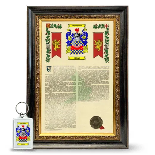 Clifferd Framed Armorial History and Keychain - Heirloom