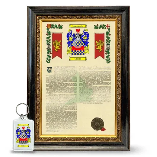 Clifford Framed Armorial History and Keychain - Heirloom