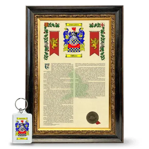 Clifforte Framed Armorial History and Keychain - Heirloom