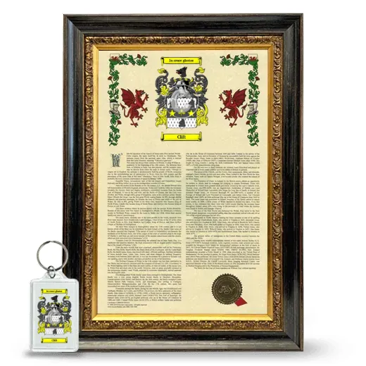 Clift Framed Armorial History and Keychain - Heirloom
