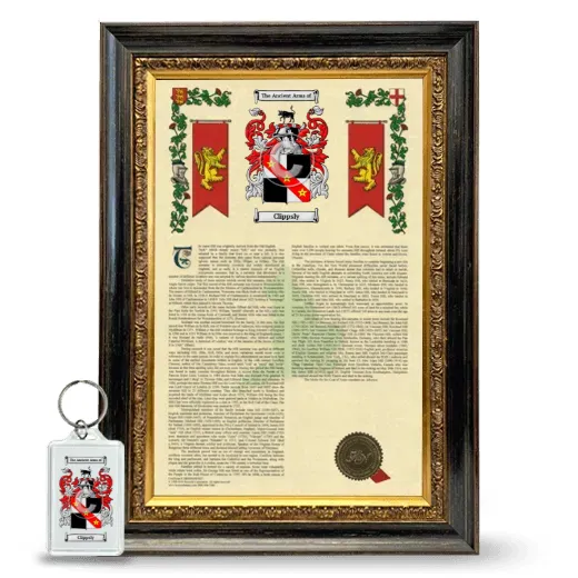 Clippsly Framed Armorial History and Keychain - Heirloom