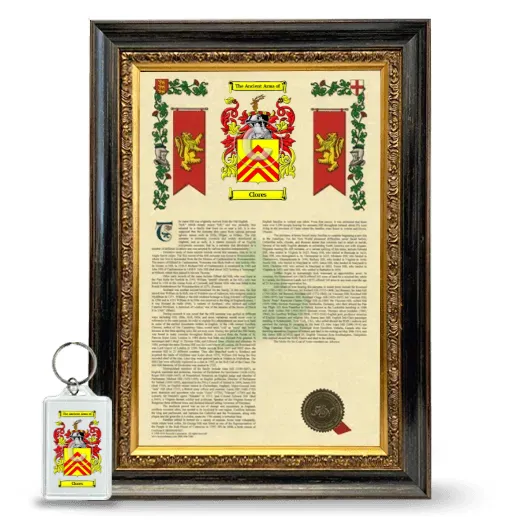 Clores Framed Armorial History and Keychain - Heirloom