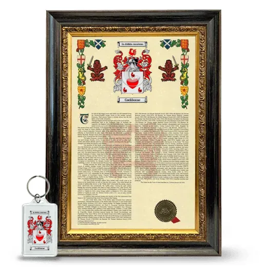 Cockborne Framed Armorial History and Keychain - Heirloom