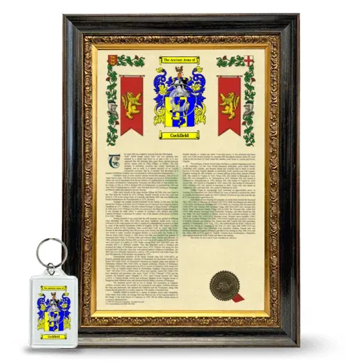 Cockfield Framed Armorial History and Keychain - Heirloom