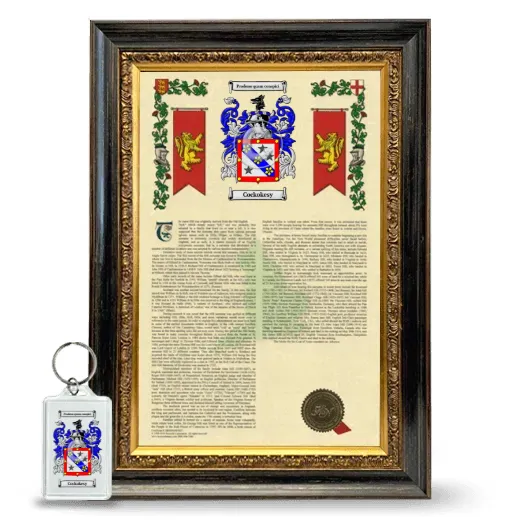 Cockokesy Framed Armorial History and Keychain - Heirloom