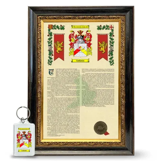 Cockosin Framed Armorial History and Keychain - Heirloom
