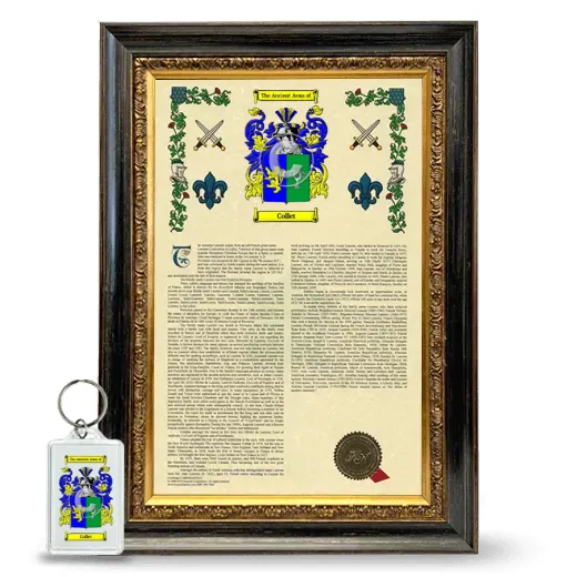 Collet Framed Armorial History and Keychain - Heirloom