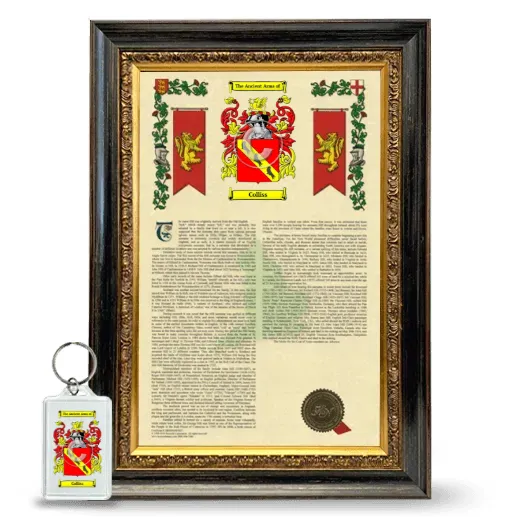 Colliss Framed Armorial History and Keychain - Heirloom