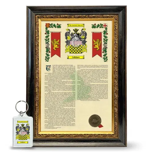 Collshaw Framed Armorial History and Keychain - Heirloom