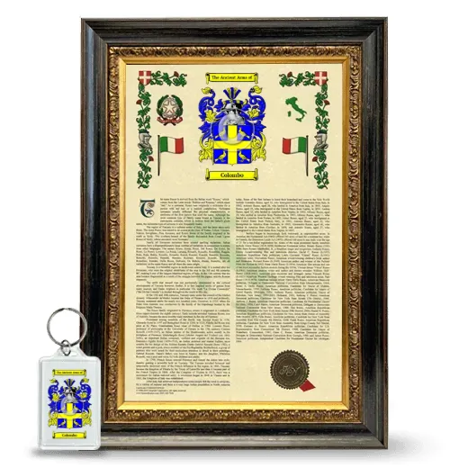 Colombo Framed Armorial History and Keychain - Heirloom
