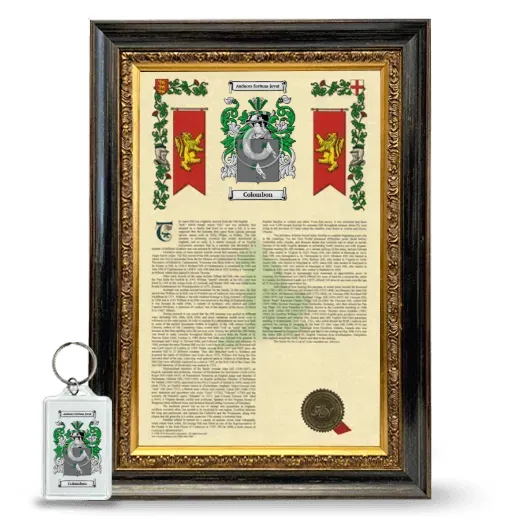 Colombon Framed Armorial History and Keychain - Heirloom