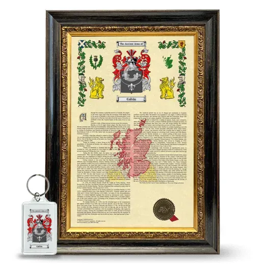 Colvin Framed Armorial History and Keychain - Heirloom