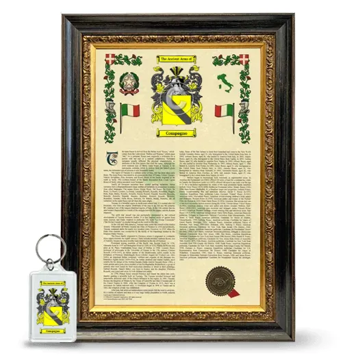 Compagno Framed Armorial History and Keychain - Heirloom