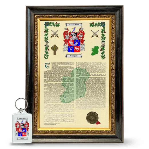 Comport Framed Armorial History and Keychain - Heirloom
