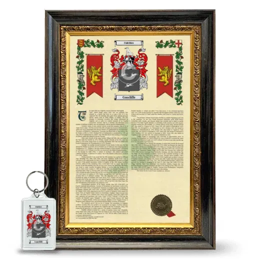 Concliffe Framed Armorial History and Keychain - Heirloom