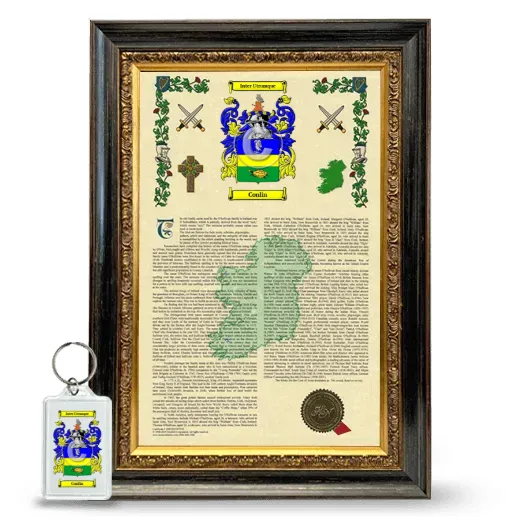 Conlin Framed Armorial History and Keychain - Heirloom