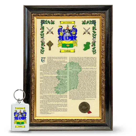 Conlong Framed Armorial History and Keychain - Heirloom