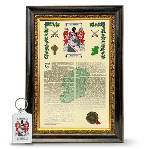 Conoway Framed Armorial History and Keychain - Heirloom