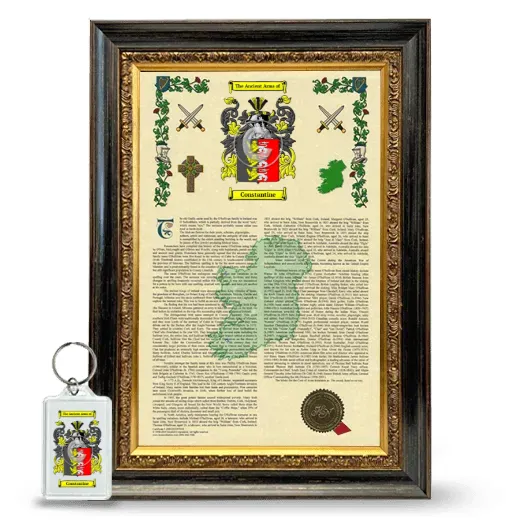 Constantine Framed Armorial History and Keychain - Heirloom