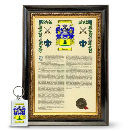 Contans Framed Armorial History and Keychain - Heirloom