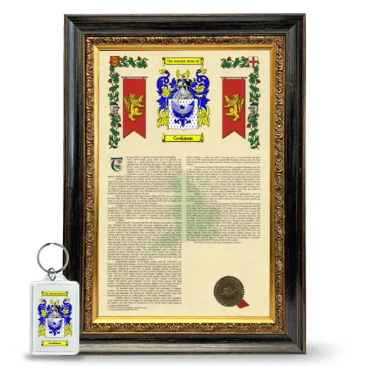 Cookman Framed Armorial History and Keychain - Heirloom