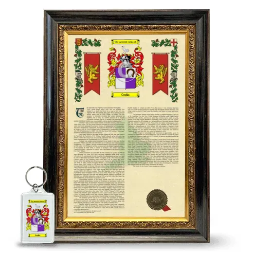 Cooks Framed Armorial History and Keychain - Heirloom