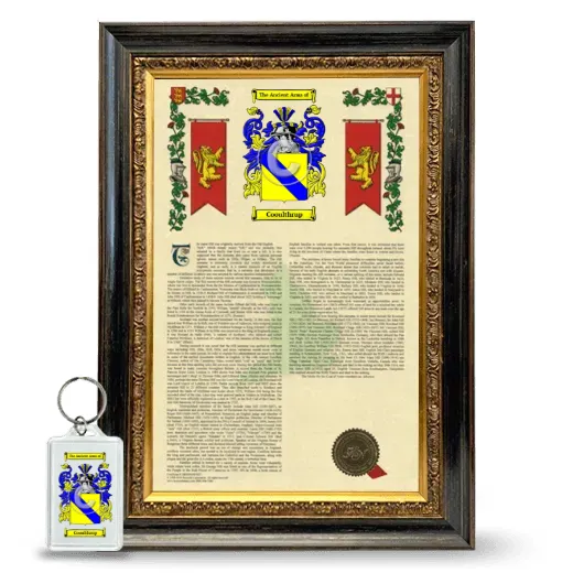 Cooulthrup Framed Armorial History and Keychain - Heirloom
