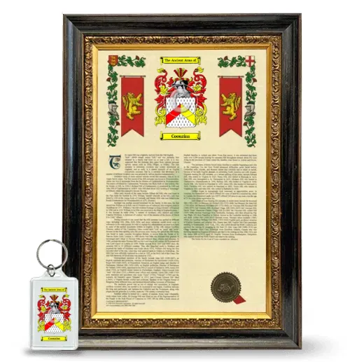 Coouzins Framed Armorial History and Keychain - Heirloom