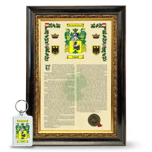Coppell Framed Armorial History and Keychain - Heirloom