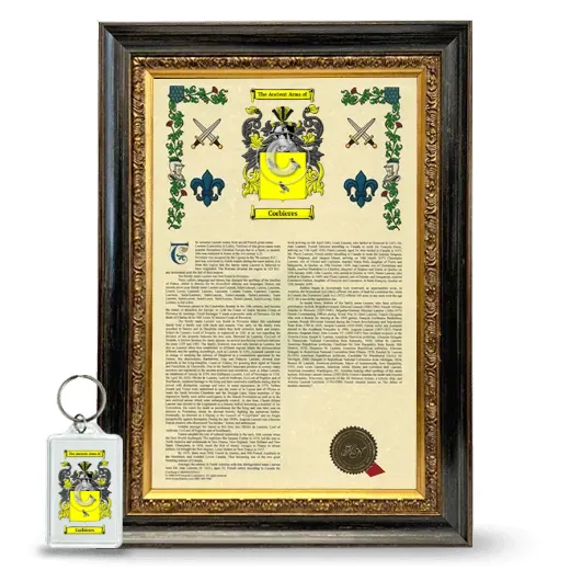 Corbieres Framed Armorial History and Keychain - Heirloom