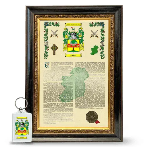 Corless Framed Armorial History and Keychain - Heirloom
