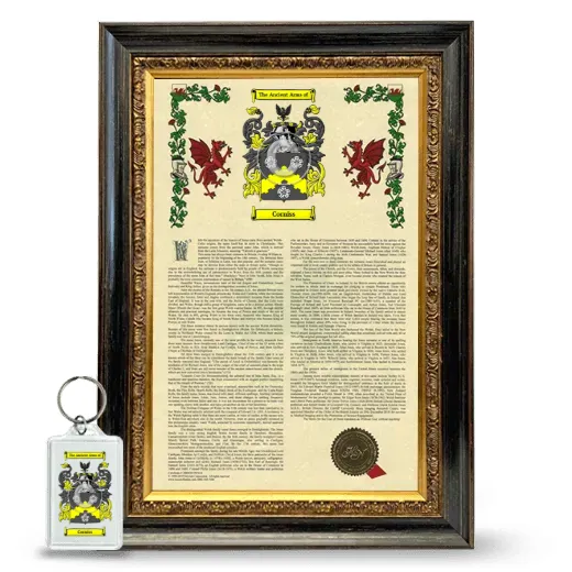 Corniss Framed Armorial History and Keychain - Heirloom