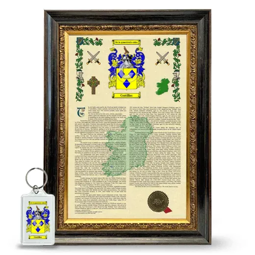 Costillas Framed Armorial History and Keychain - Heirloom