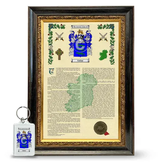 Cottar Framed Armorial History and Keychain - Heirloom