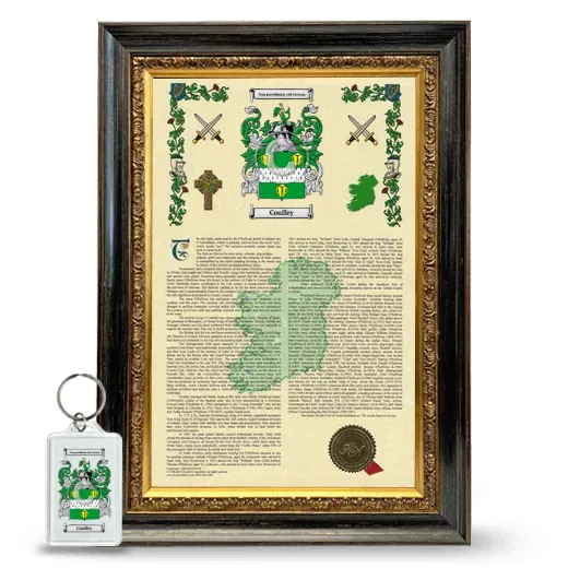 Couffey Framed Armorial History and Keychain - Heirloom