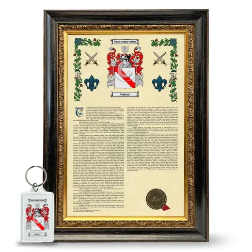 Coursy Framed Armorial History and Keychain - Heirloom