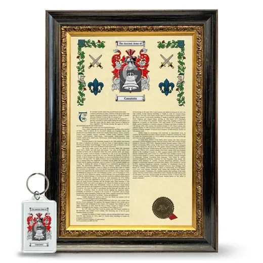 Coustets Framed Armorial History and Keychain - Heirloom