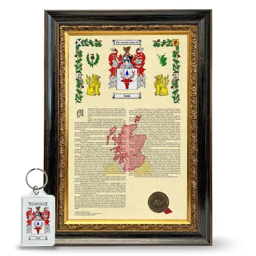 Cout Framed Armorial History and Keychain - Heirloom