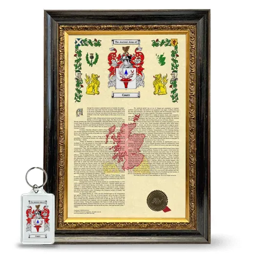 Coutt Framed Armorial History and Keychain - Heirloom