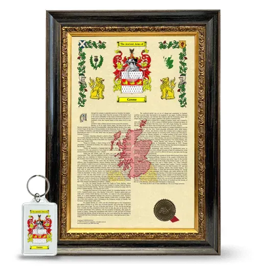 Cowee Framed Armorial History and Keychain - Heirloom