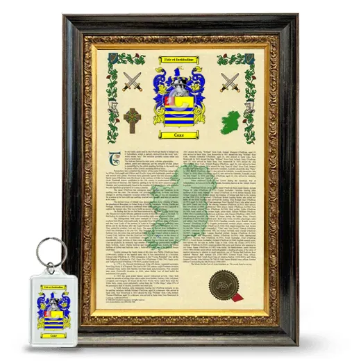 Coxe Framed Armorial History and Keychain - Heirloom