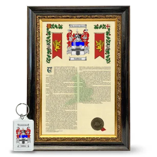 Crabtray Framed Armorial History and Keychain - Heirloom