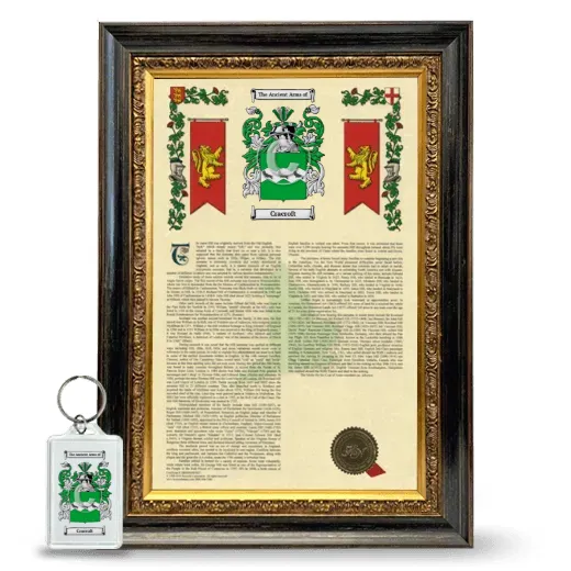 Cracroft Framed Armorial History and Keychain - Heirloom