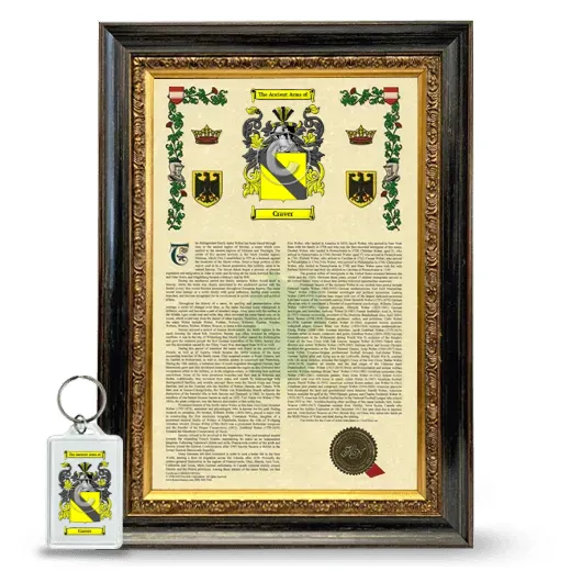 Craver Framed Armorial History and Keychain - Heirloom
