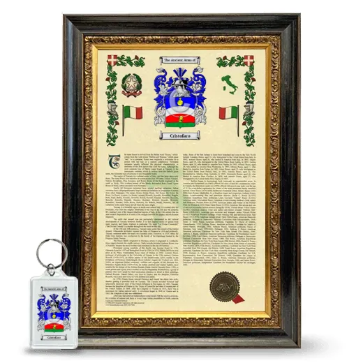 Cristofaro Framed Armorial History and Keychain - Heirloom