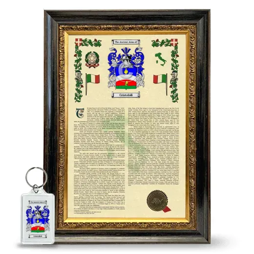 Cristofoli Framed Armorial History and Keychain - Heirloom