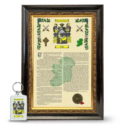 Croke Framed Armorial History and Keychain - Heirloom