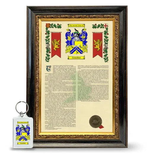 Crowefoot Framed Armorial History and Keychain - Heirloom
