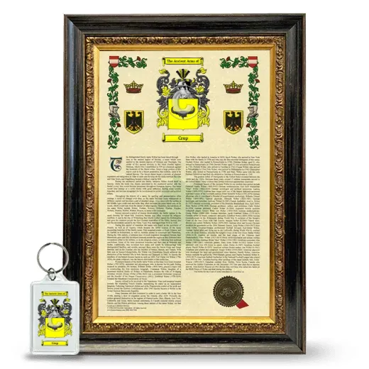 Crup Framed Armorial History and Keychain - Heirloom